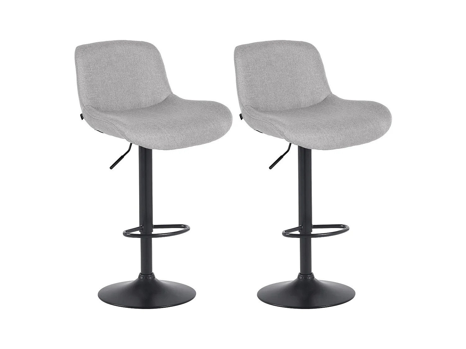 Lot de 2  Tabouret de bar - Tissu - Gris clair - Solon