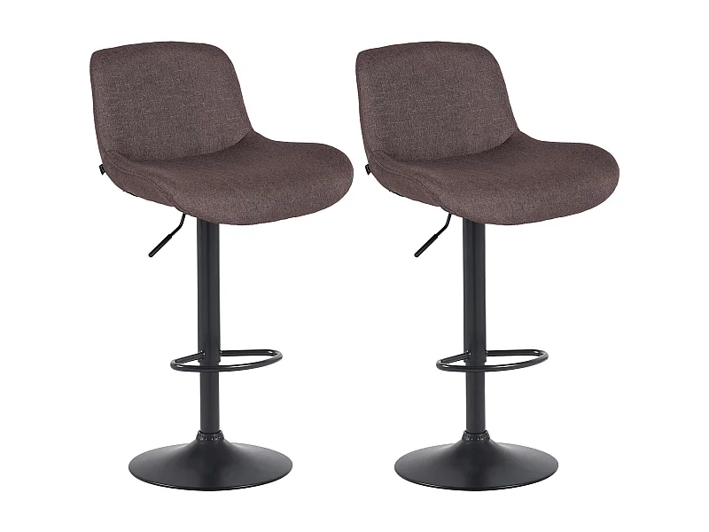 Lot de 2  Tabouret de bar - Tissu - Marron foncé - Solon
