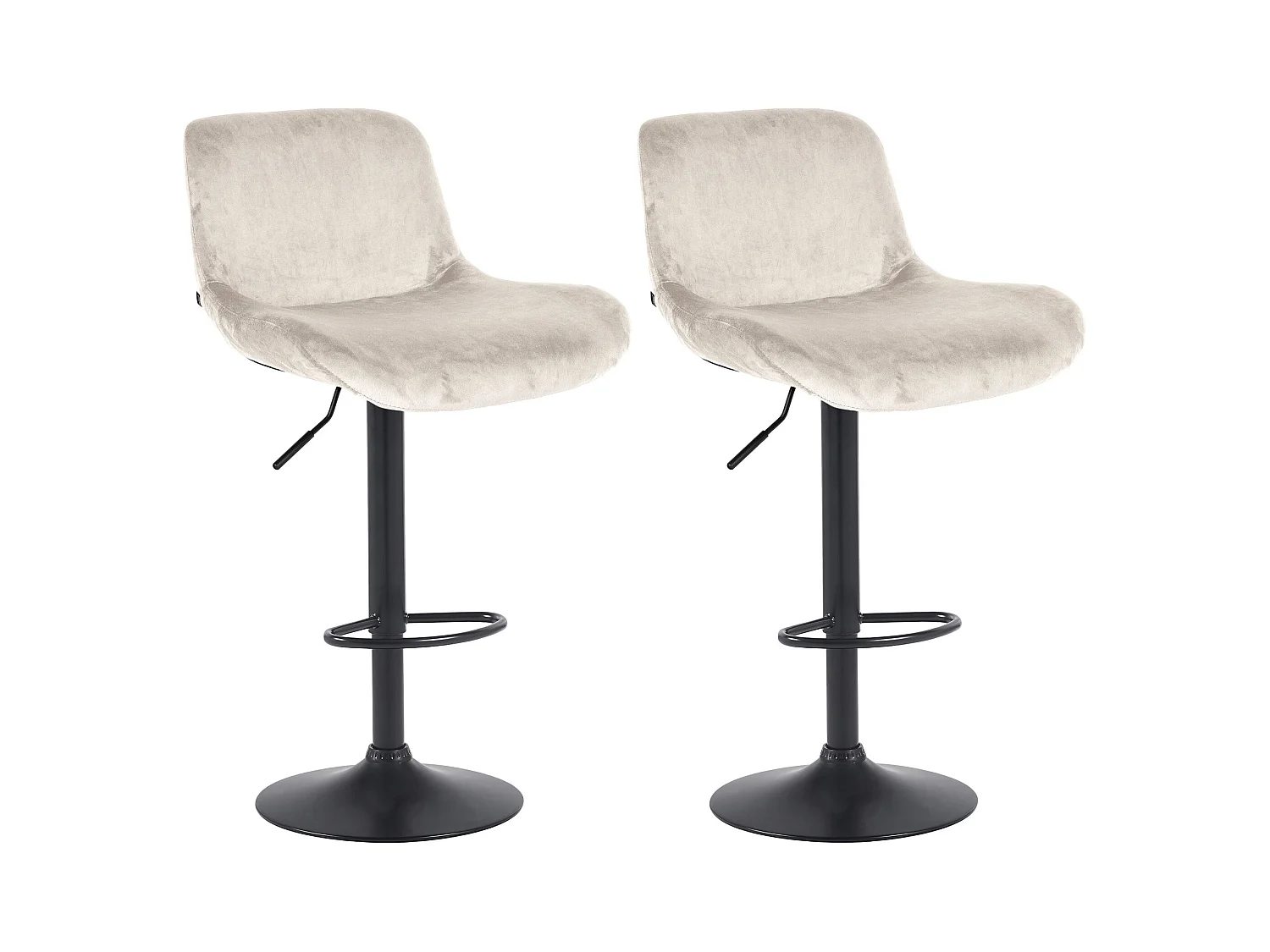 Lot de 2  Tabouret de bar - Velours - Crème - Solon