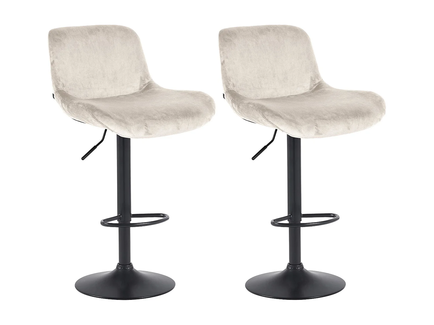 Lot de 2  Tabouret de bar - Velours - Crème - Solon