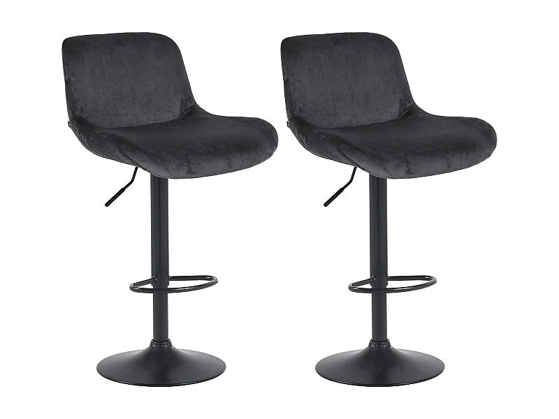 Lot de 2  Tabouret de bar - Velours - Noir - Solon