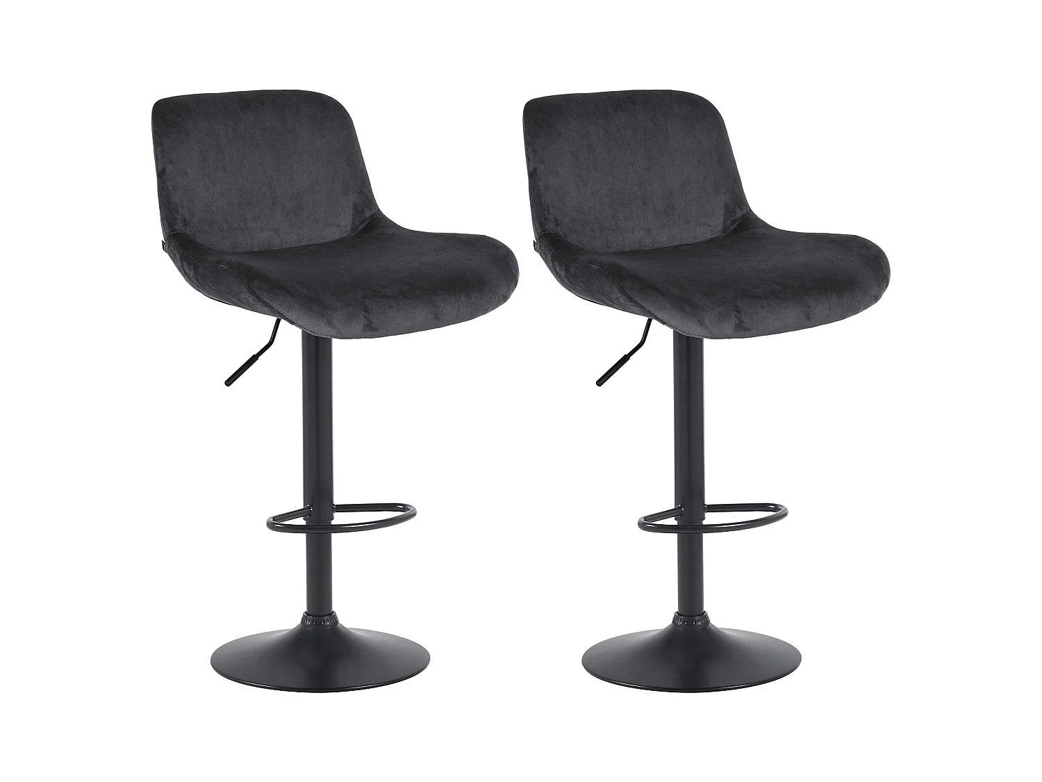 Lot de 2  Tabouret de bar - Velours - Noir - Solon