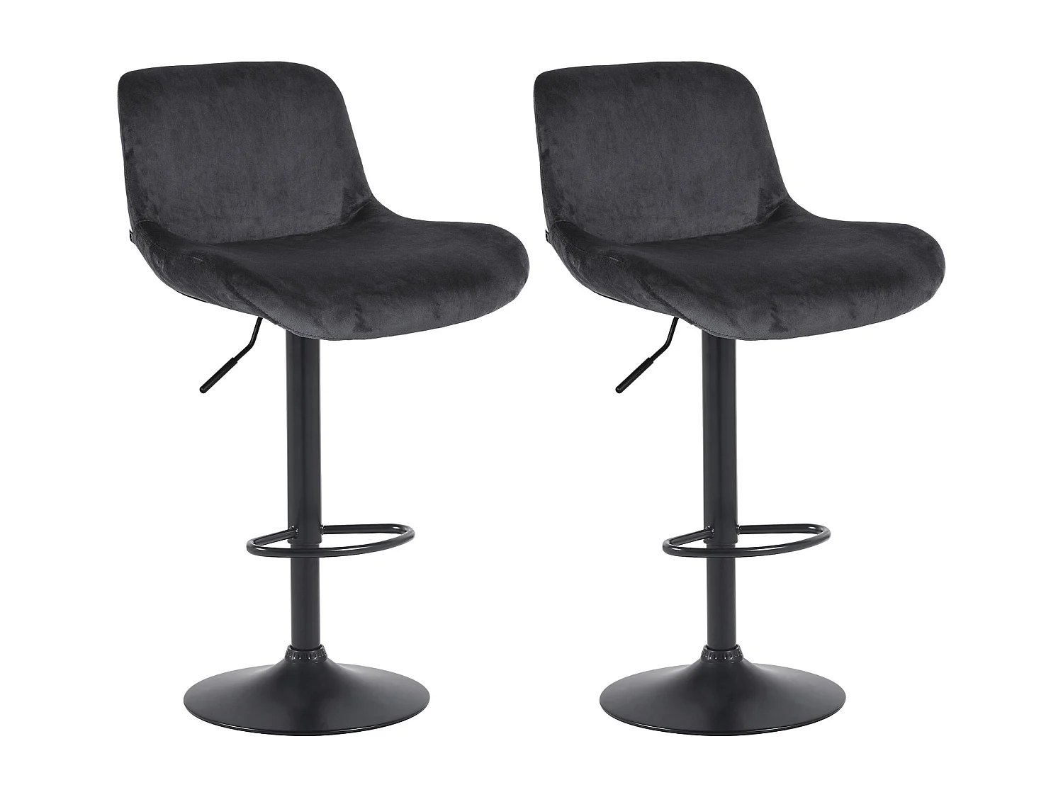 Lot de 2  Tabouret de bar - Velours - Noir - Solon