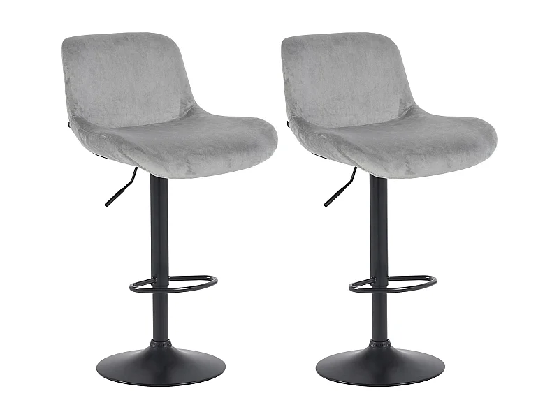 Lot de 2  Tabouret de bar - Velours - Gris - Solon