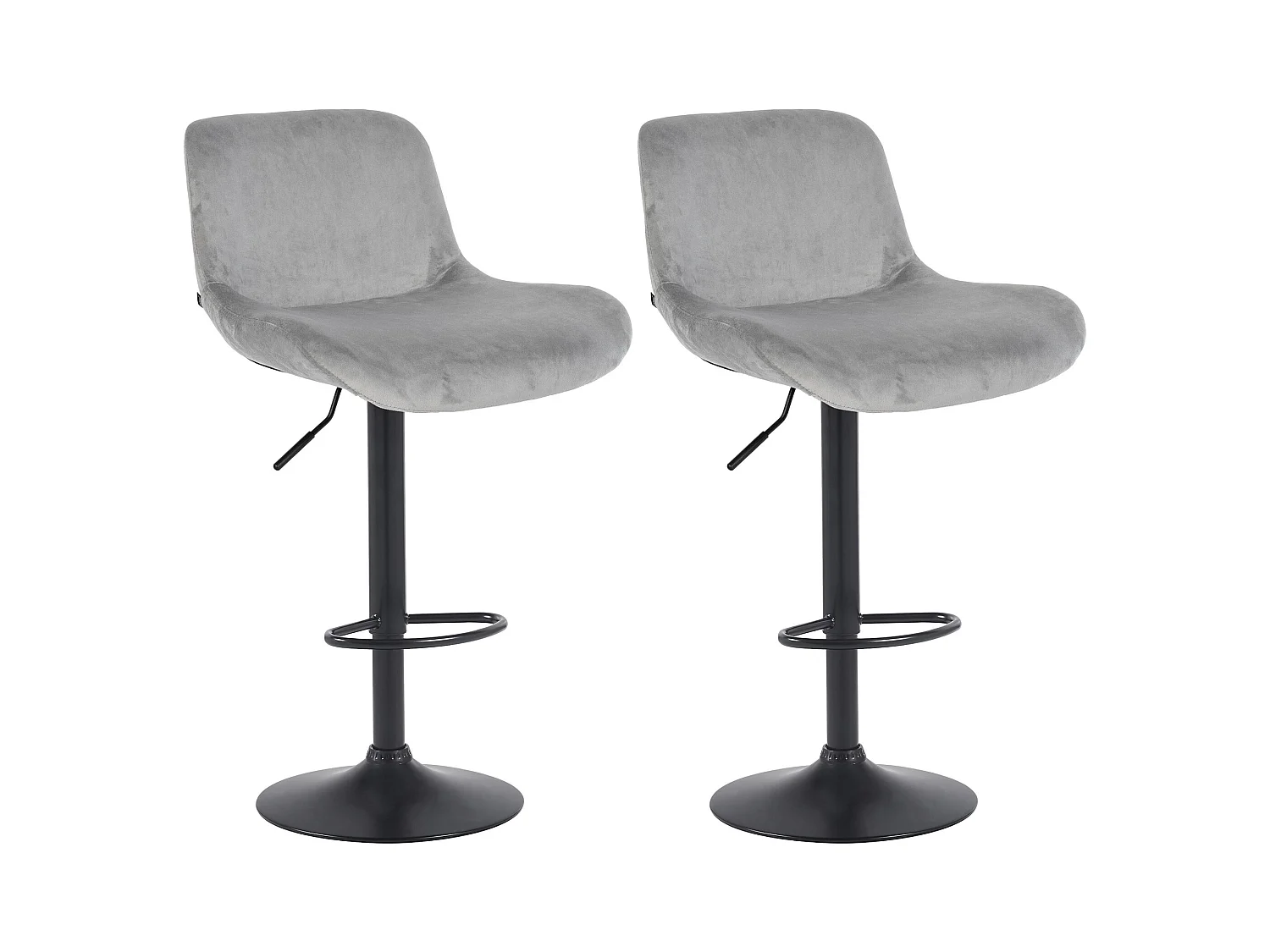 Lot de 2  Tabouret de bar - Velours - Gris - Solon