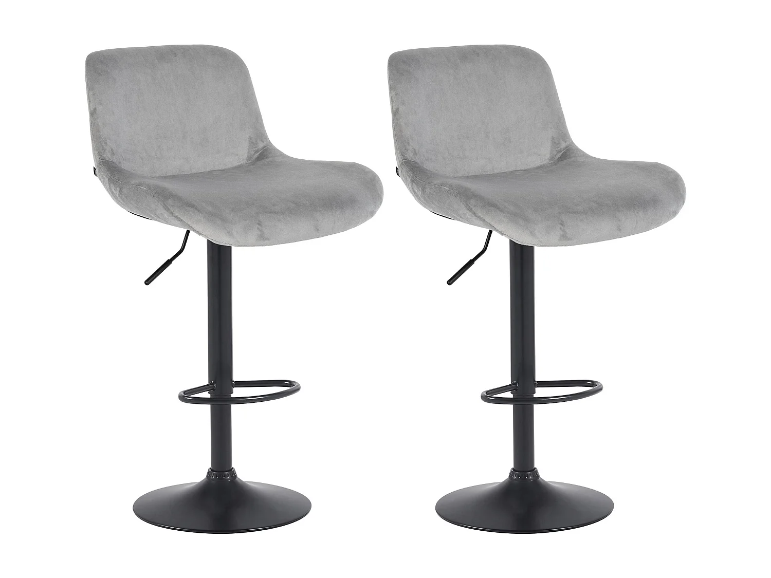 Lot de 2  Tabouret de bar - Velours - Gris - Solon