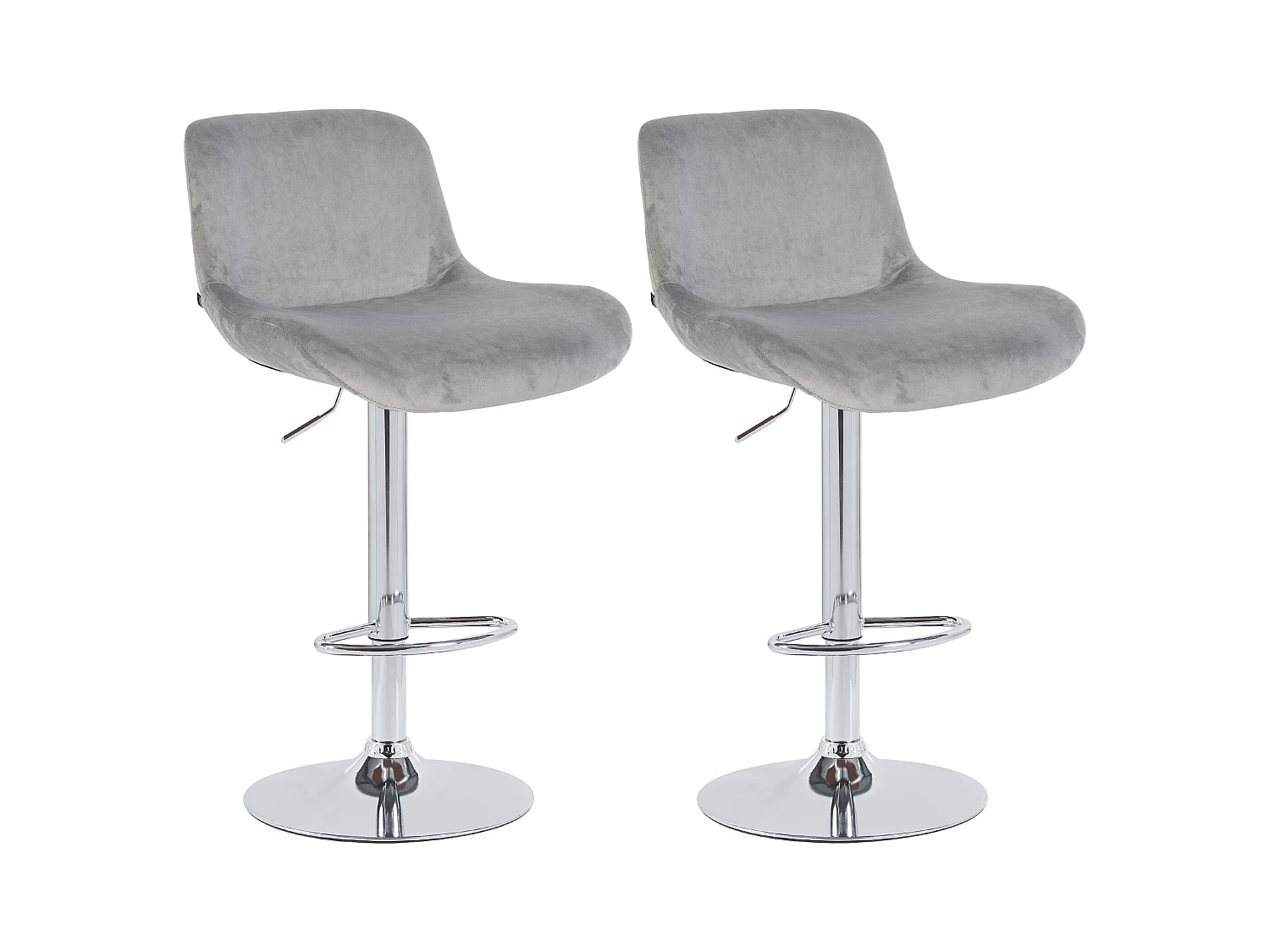Lot de 2  Tabouret de bar - Velours - Gris - Solon