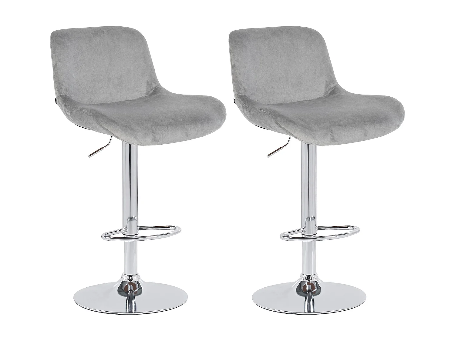 Lot de 2  Tabouret de bar - Velours - Gris - Solon