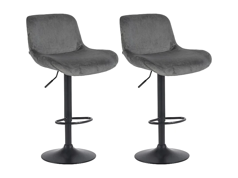 Lot de 2  Tabouret de bar - Velours - Gris foncé - Solon