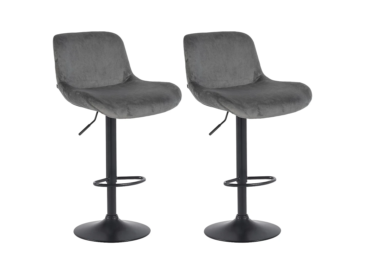 Lot de 2  Tabouret de bar - Velours - Gris foncé - Solon