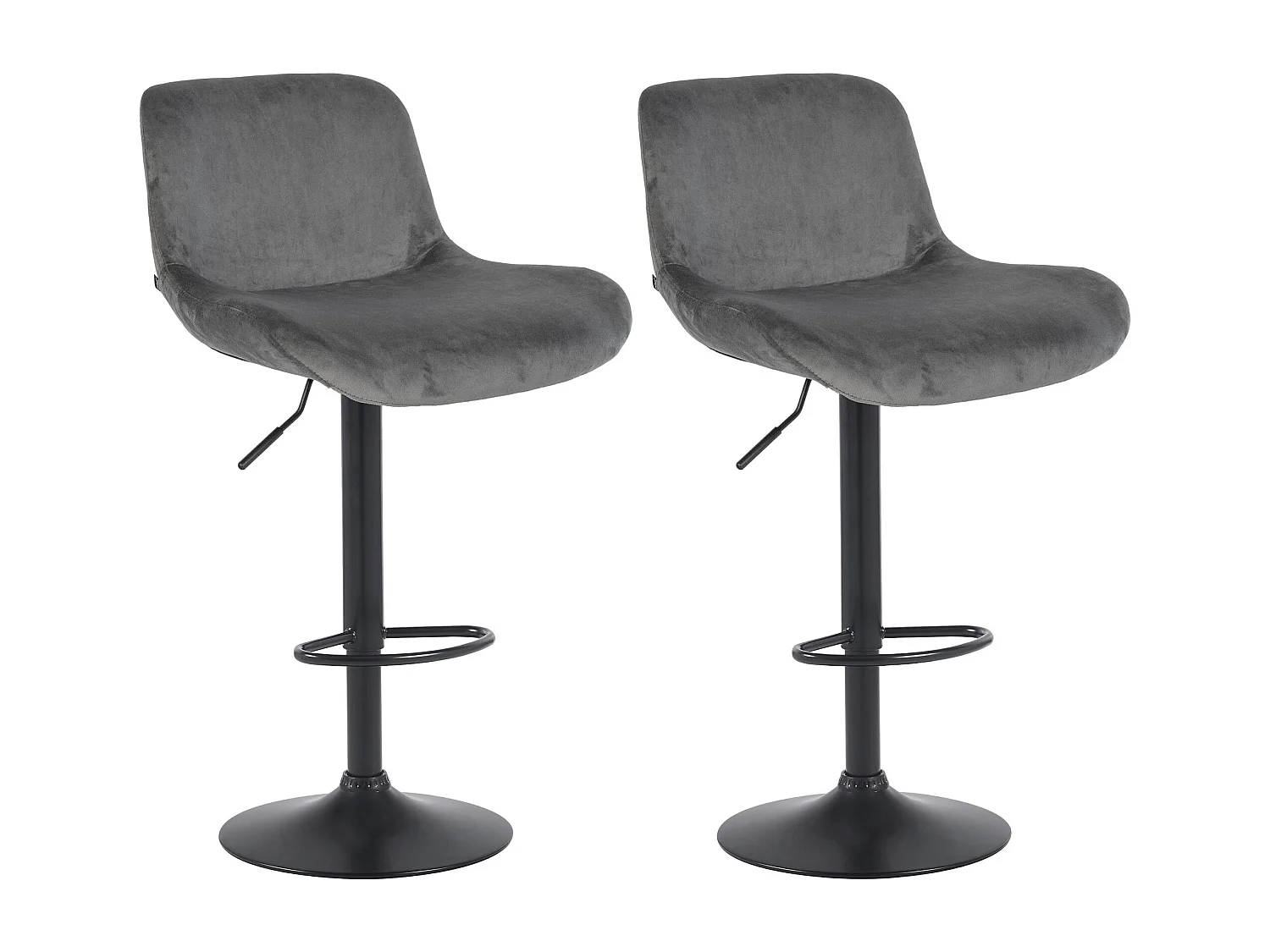 Lot de 2  Tabouret de bar - Velours - Gris foncé - Solon