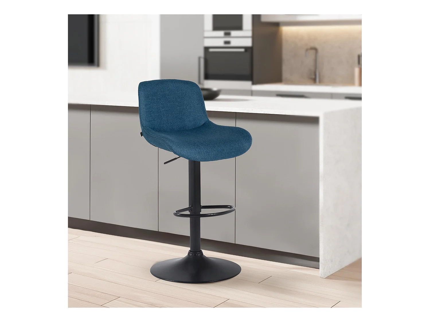 Lot de 2  Tabouret de bar - Tissu - Bleu - Solon