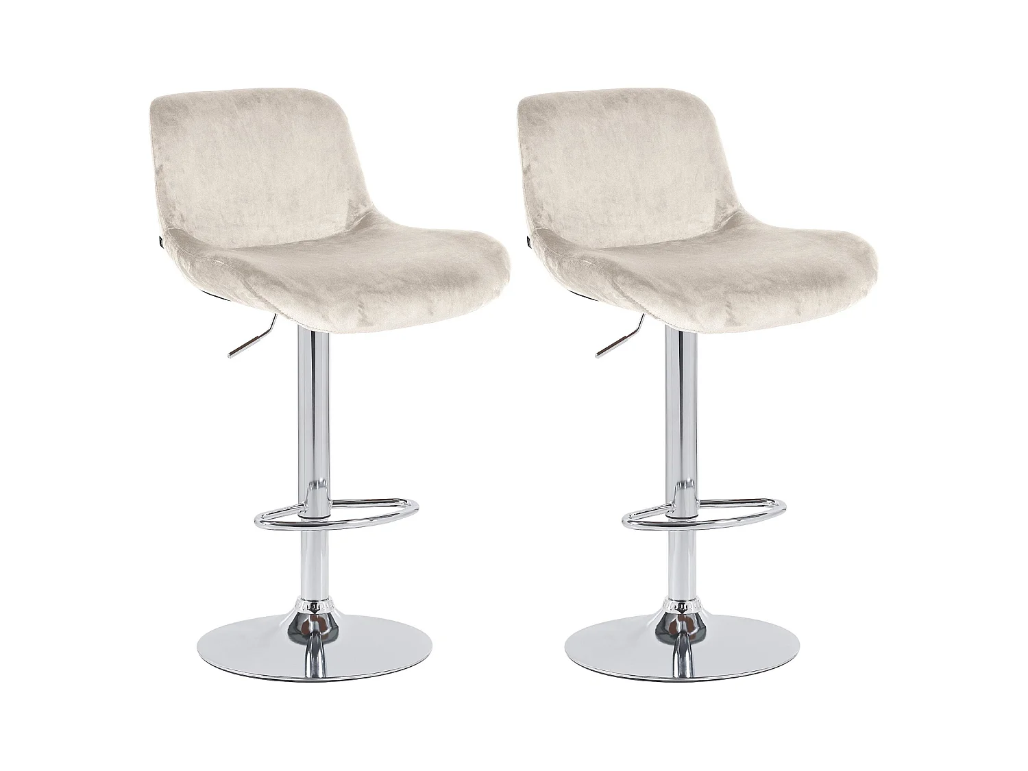 Lot de 2  Tabouret de bar - Velours - Crème - Solon
