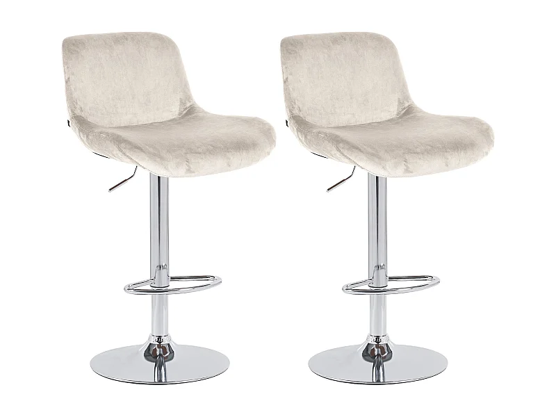 Lot de 2  Tabouret de bar - Velours - Crème - Solon