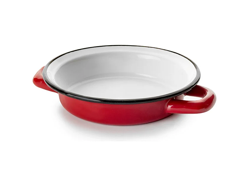 Plat à œuf email rouge 18 cm