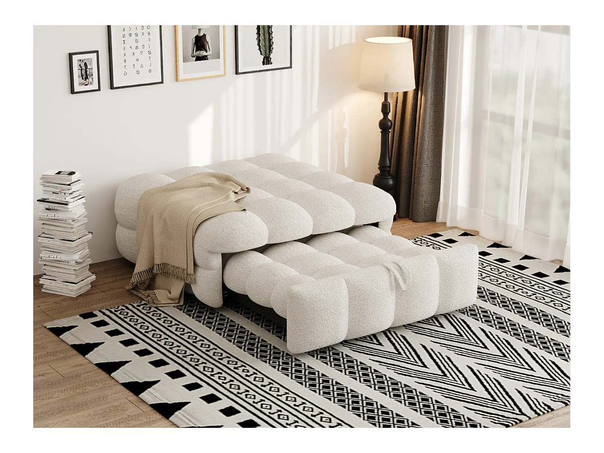 Lit rembourré - Ottoman 2 en 1 - Canapé-lit pliant - Lit simple - beige