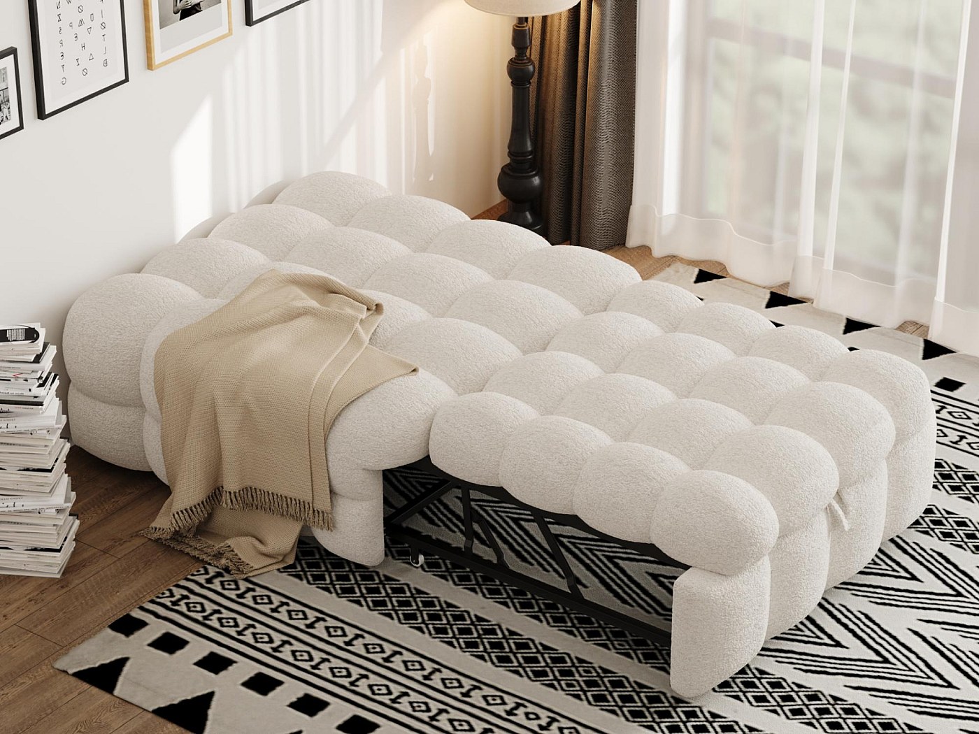 Redlife Tavolino con Ottoman Contenitore, 89.9 cm Grande Ottoman Quadrato con Spazio di Archiviazione, Pouf con Contenitore Imbottito per Soggiorno