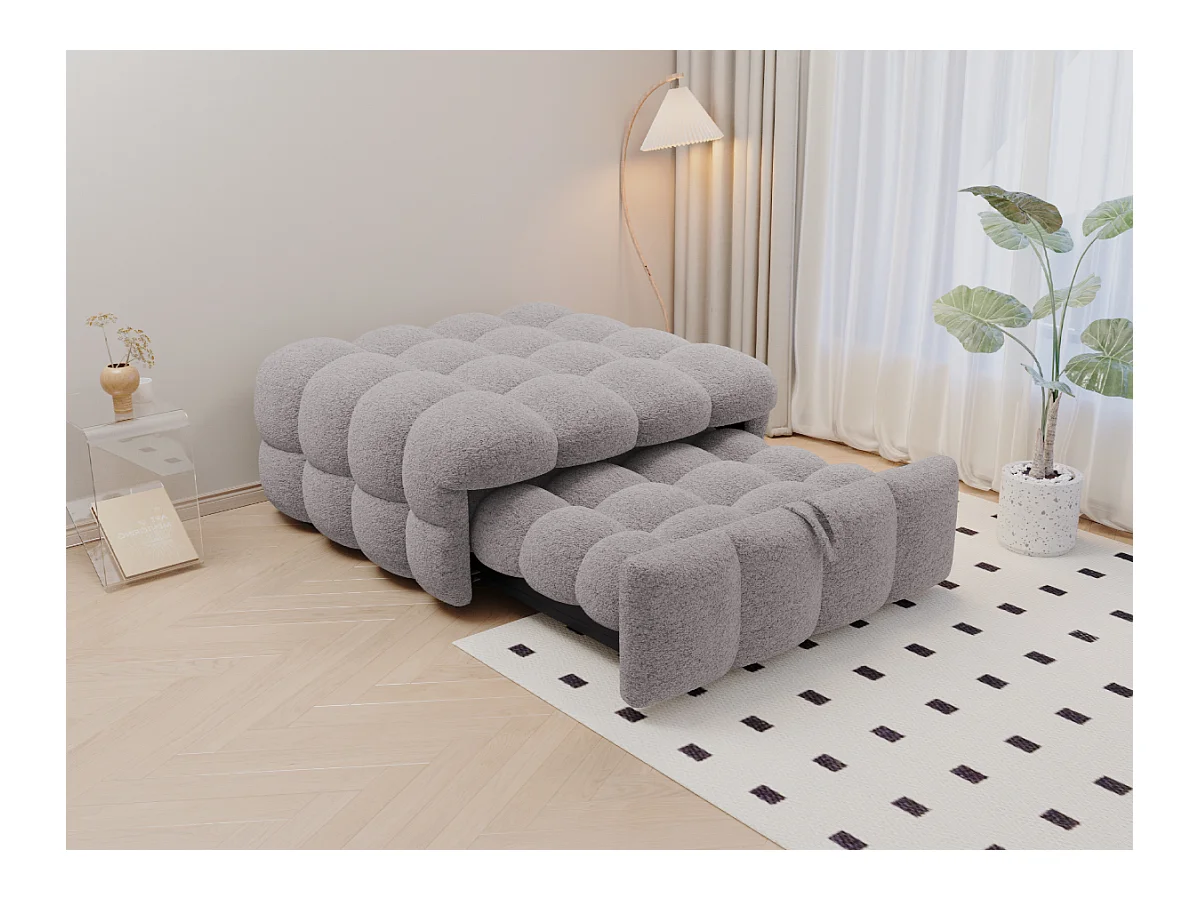 Cama plegable acolchada - Otomana 2 en 1 - Sofá cama plegable - Cama individual - Gris