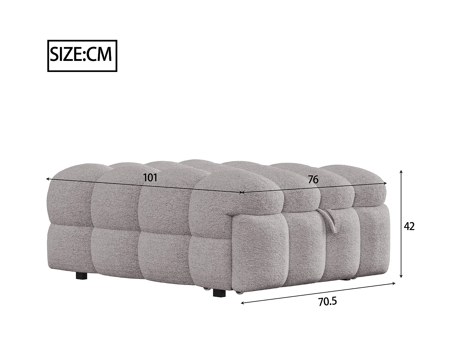 Cama plegable acolchada - Otomana 2 en 1 - Sofá cama plegable - Cama individual - Gris