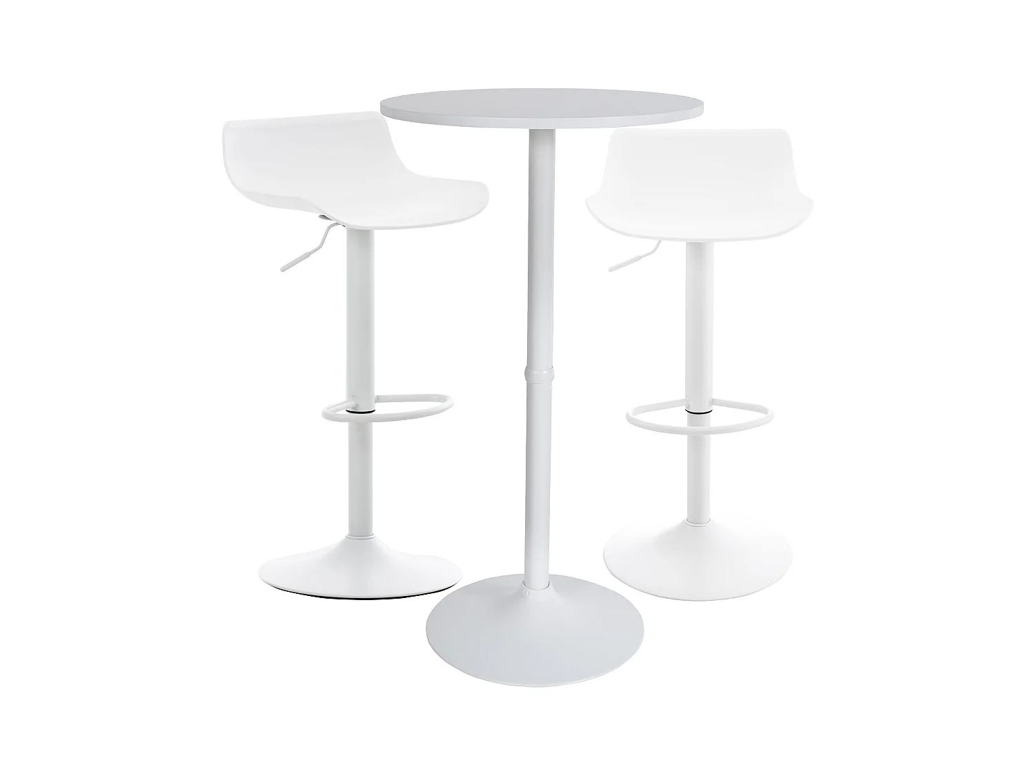 Lot de 2 Ensemble table de bar - Plastique - Blanc - Fernie