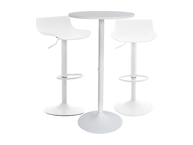 Lot de 2 Ensemble table de bar - Plastique - Blanc - Fernie