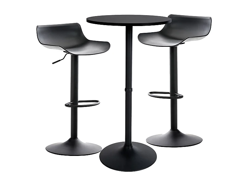 Lot de 2 Ensemble table de bar - Plastique - Noir - Fernie