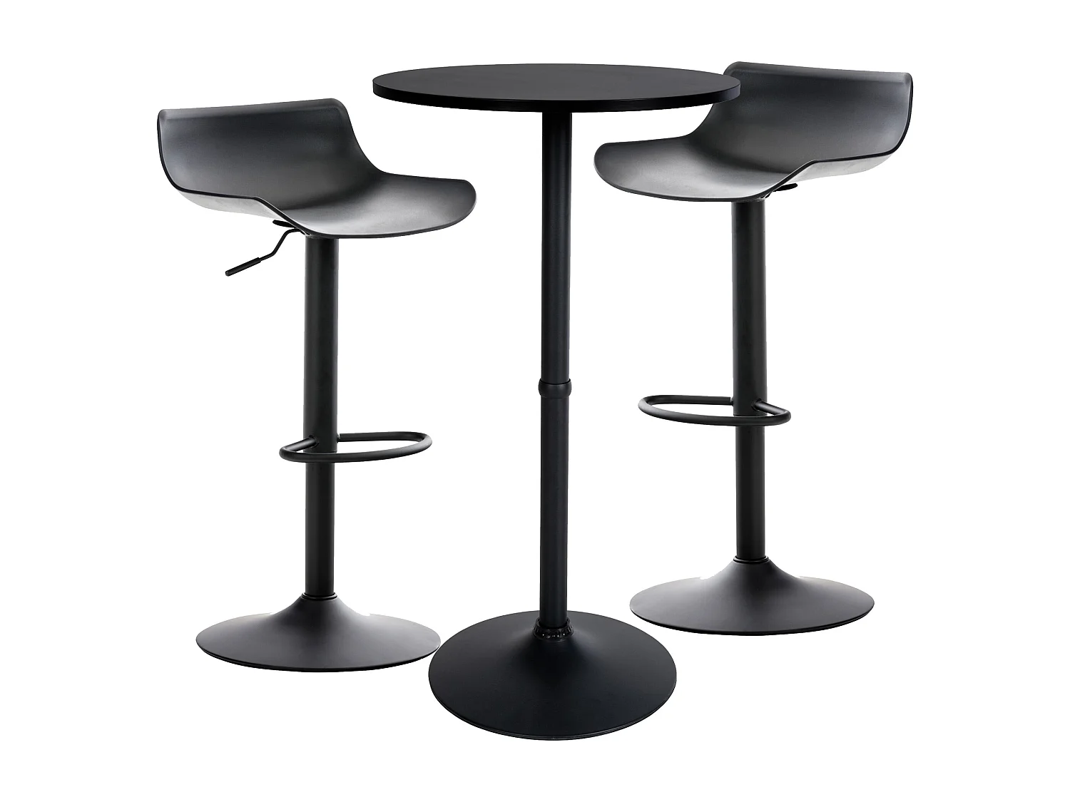 Lot de 2 Ensemble table de bar - Plastique - Noir - Fernie