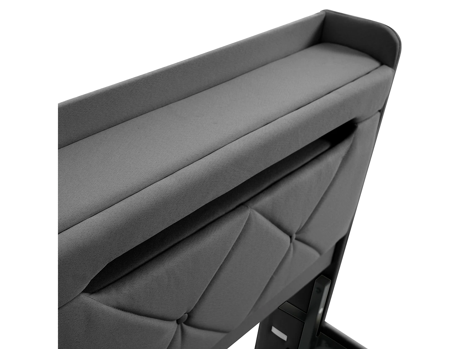 Gepolstertes Stauraumbett 140x200 cm - mit LED und USB-Ladeanschlüssen - Leinenstoff - Kopfteil mit Stauraum - Grau