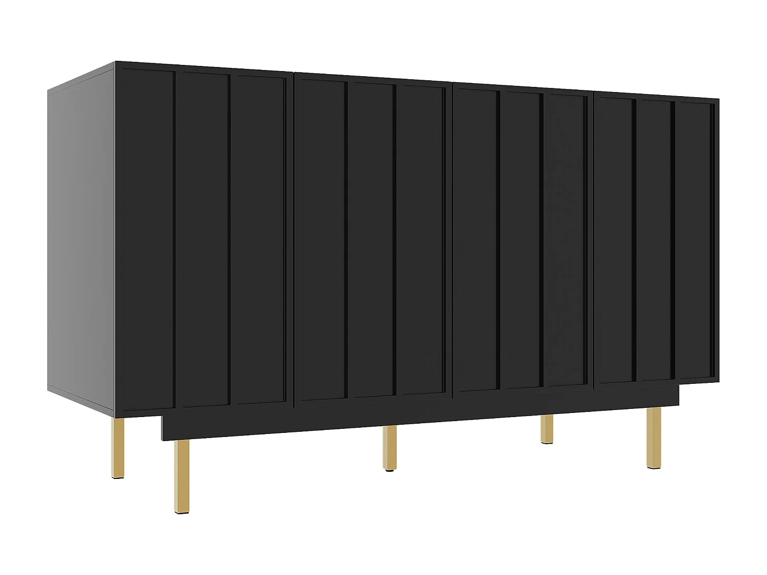 Buffet moderne 140x38.5x82.5cm - 4 portes - MDF - Noir