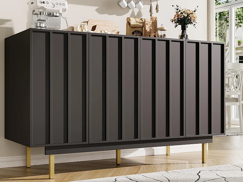Buffet moderno 140x38,5x82,5 cm - 4 ante - MDF - Nero