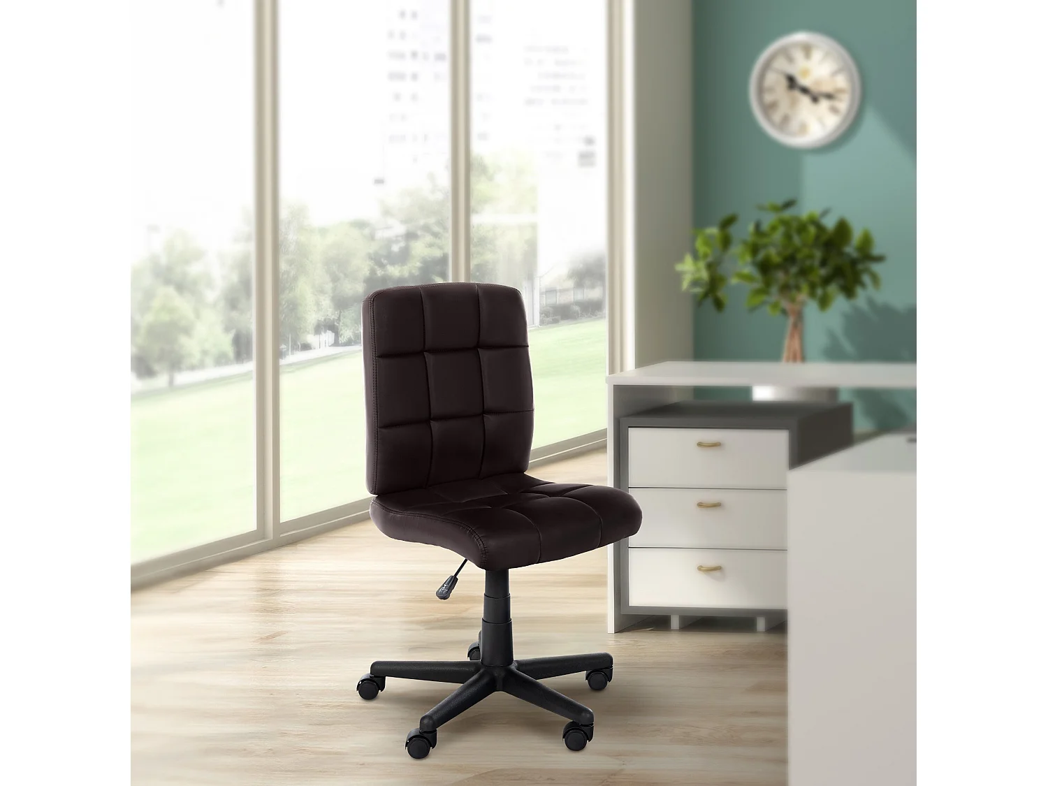 Tabouret de bureau - Similicuir - Marron - Farson