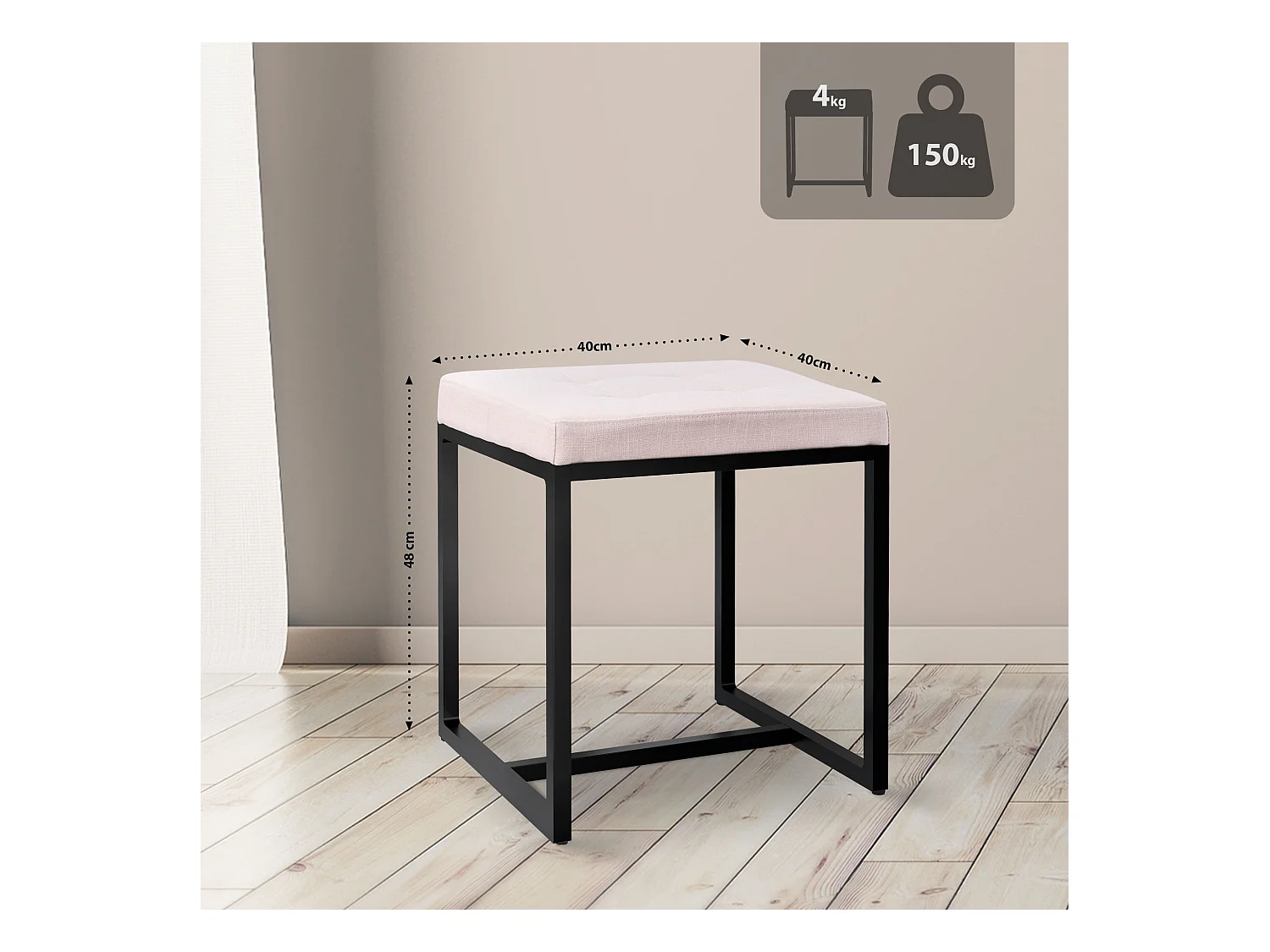 Tabouret - Tissu - Crème - Barci