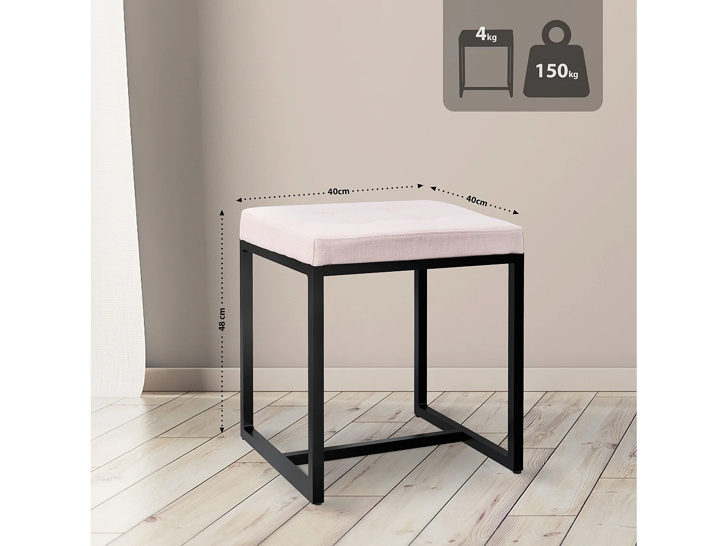 Tabouret - Tissu - Crème - Barci