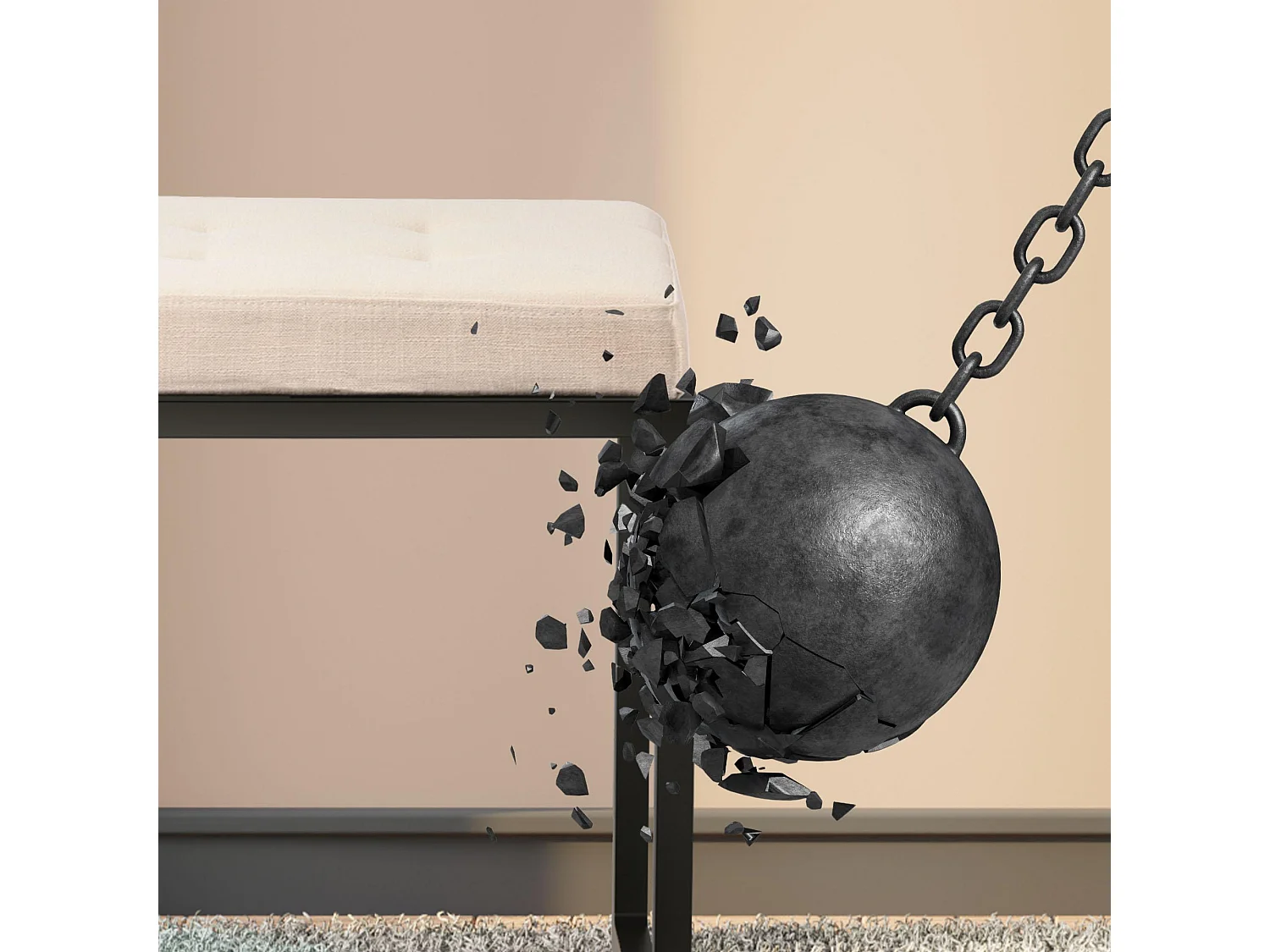 Tabouret - Tissu - Crème - Barci