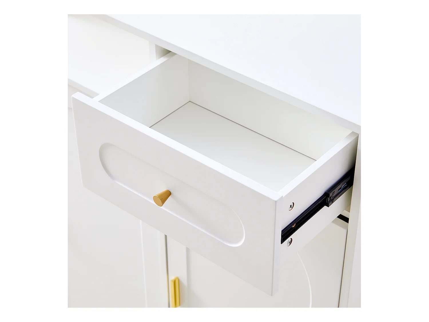 Meuble à chaussures 120x35x92cm - 1 tiroir + 3 portes - pieds en métal - Blanc