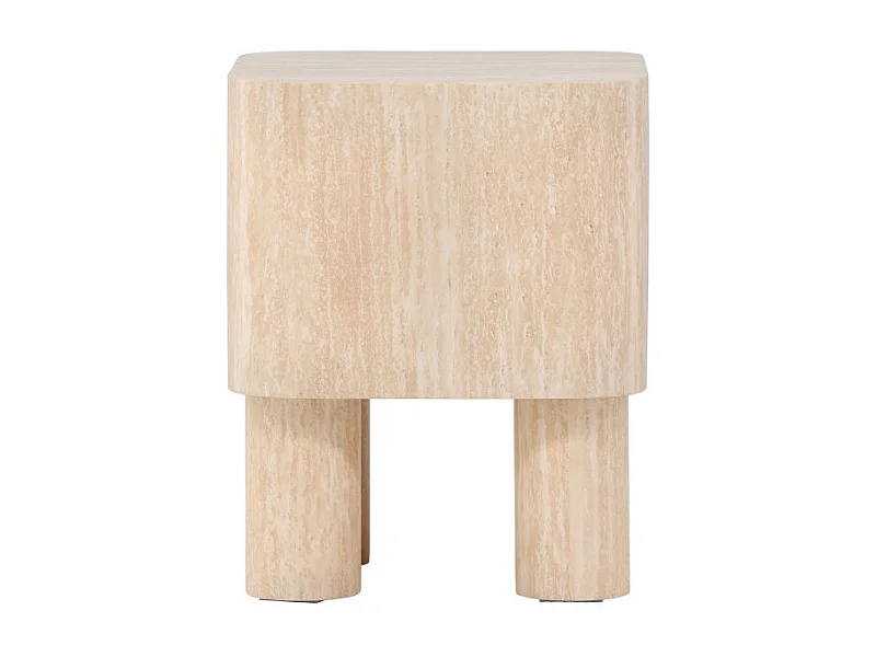 Table d'Appoint Effet Travertin "Klirou" 50cm Beige