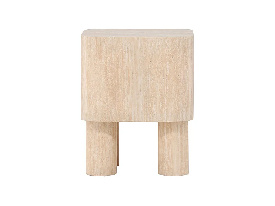 Table d'Appoint Effet Travertin "Klirou" 50cm Beige
