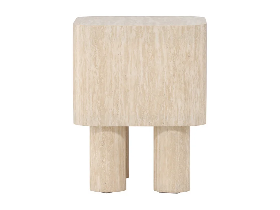 Table d'Appoint Effet Travertin "Klirou" 50cm Beige