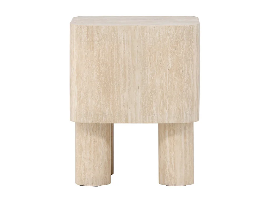 Table d'Appoint Effet Travertin "Klirou" 50cm Beige