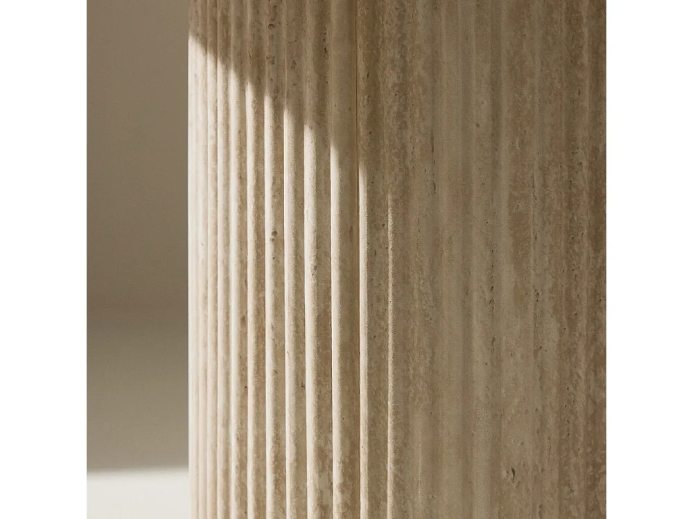 Table d'Appoint Effet Travertin "Haron" 50cm Beige