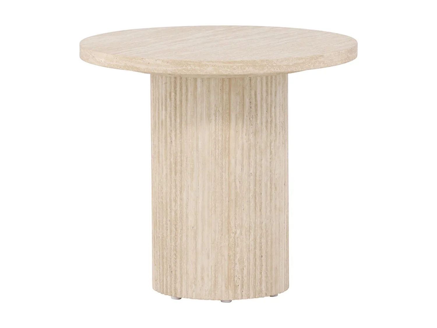 Table d'Appoint Effet Travertin "Haron" 50cm Beige