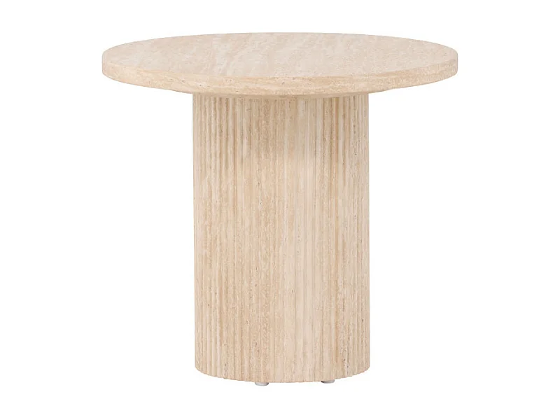 Table d'Appoint Effet Travertin "Haron" 50cm Beige