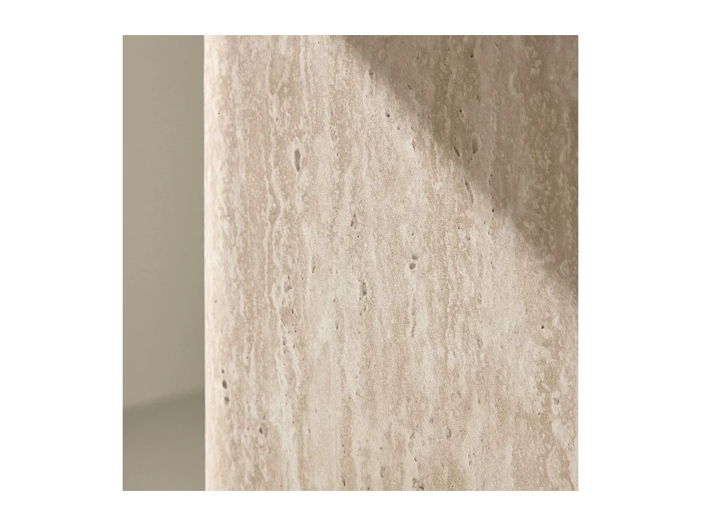 Table d'Appoint Effet Travertin "Qvart" 56cm Beige