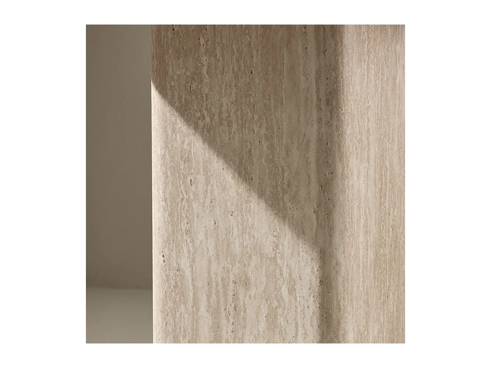 Table d'Appoint Effet Travertin "Qvart" 56cm Beige