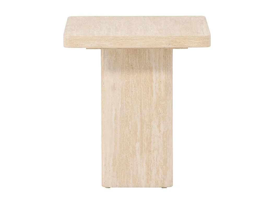 Table d'Appoint Effet Travertin "Qvart" 56cm Beige