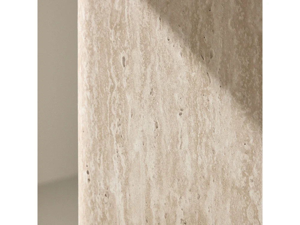 Table d'Appoint Effet Travertin "Qvart" 56cm Beige