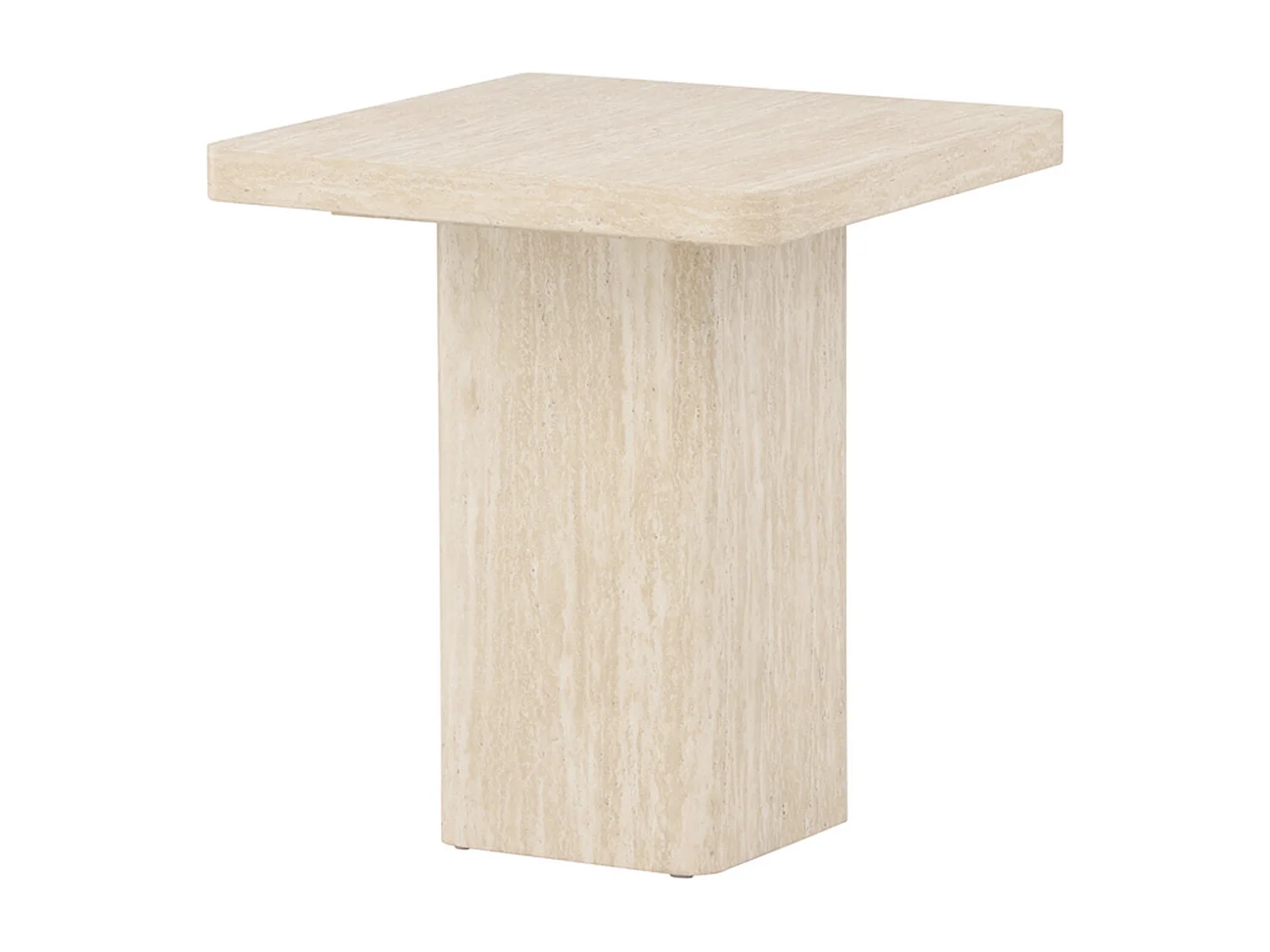 Table d'Appoint Effet Travertin "Qvart" 56cm Beige