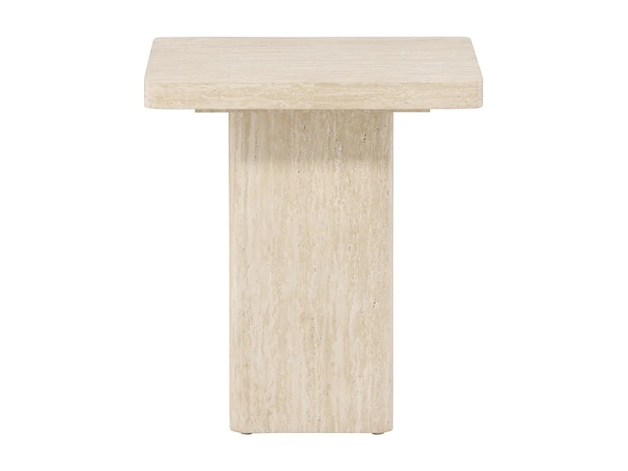 Table d'Appoint Effet Travertin "Qvart" 56cm Beige
