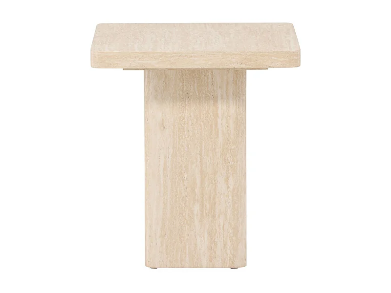 Table d'Appoint Effet Travertin "Qvart" 56cm Beige