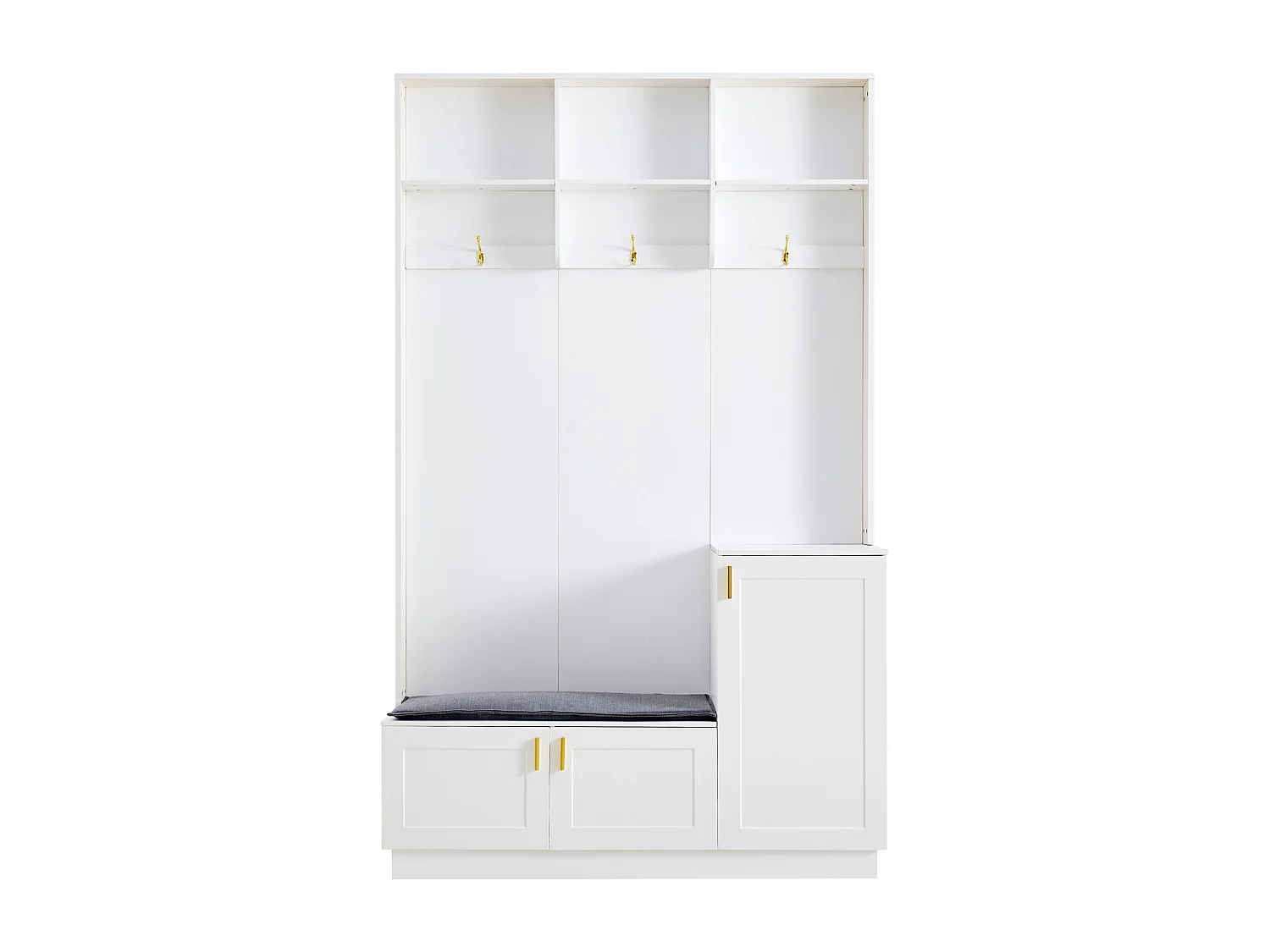 Vestiaire d'entrée moderne - avec porte-manteau et rangements à chaussures - Banc de rangement - avec 3 crochets - Blanc